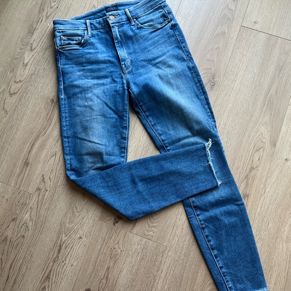 MOTHER High Waisted Looker Ankle Fray Designer Denim Jeans Size 27 - Picture 1 of 8